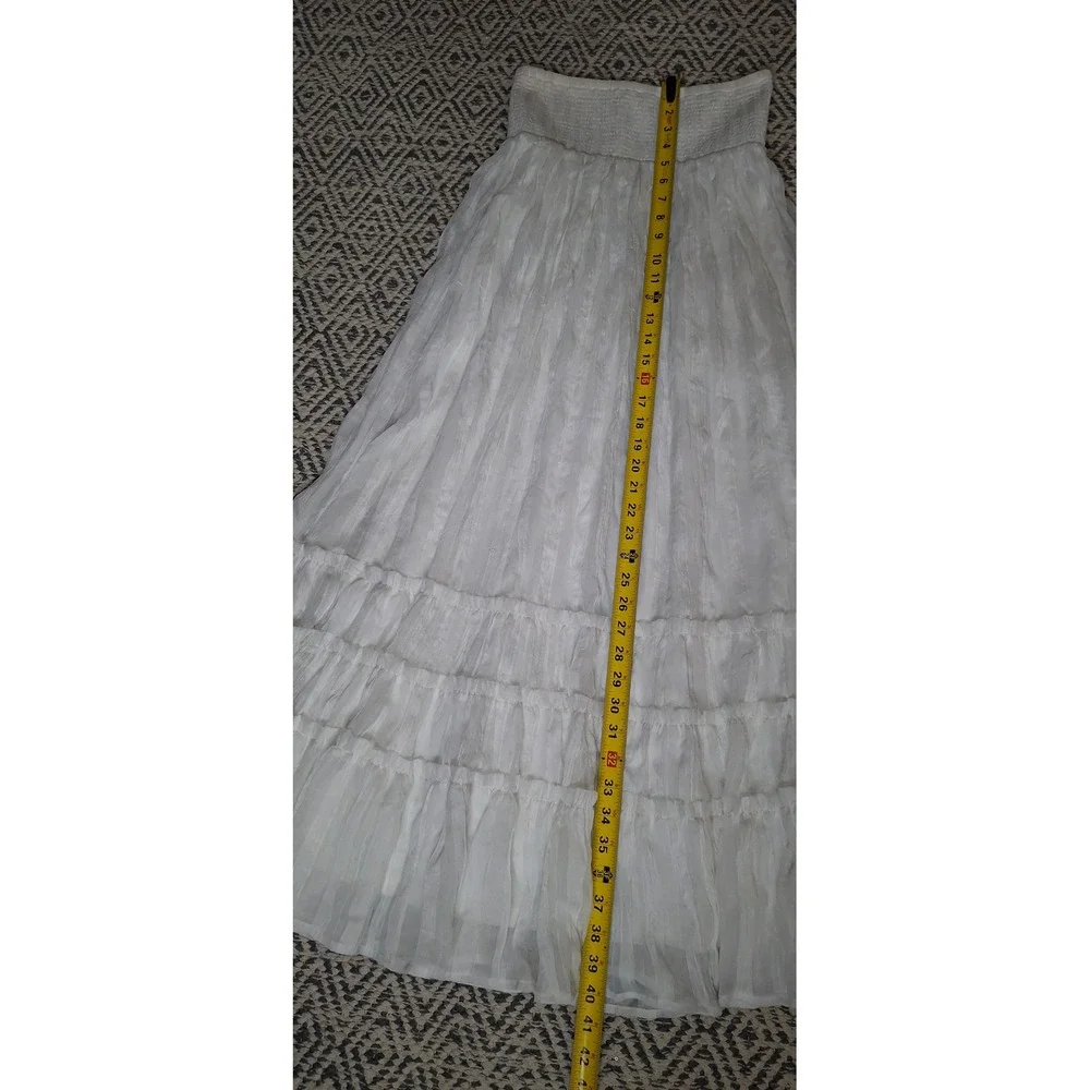 Lulus White Smocked Tiered Maxi Skirt Boho Flowy Textured Small